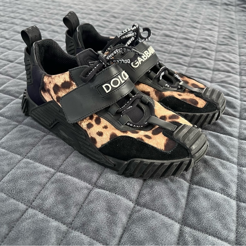 Dolce & Gabanna Sneakers Shoes Kids 5 37 Rare Leopard Animal Print Strap Youth